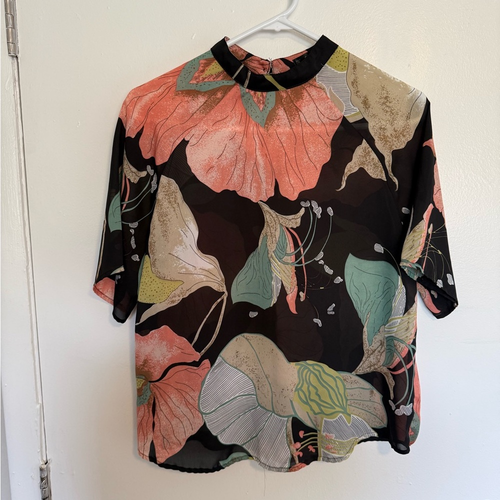 Sheer floral blouse